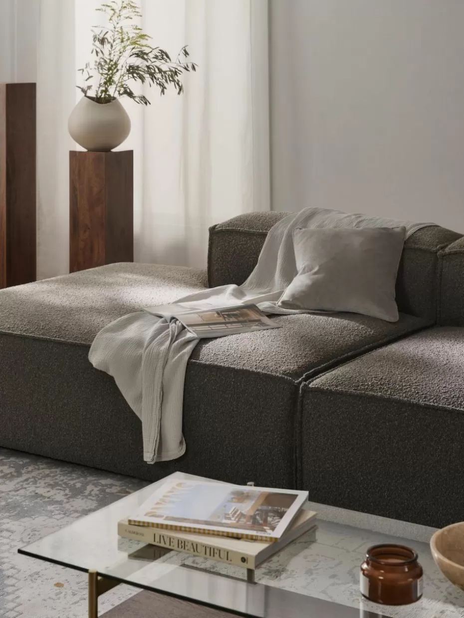 Sofas | Sofaserien-Westwing Collection Ottomane-Modul Lennon aus Bouclé Bouclé Greige