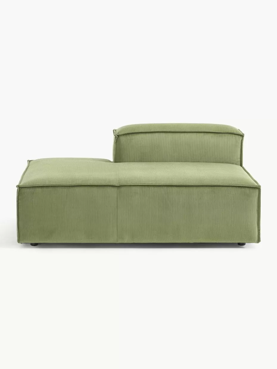 Sofas | Sofaserien-Westwing Collection Ottomane-Modul Lennon aus Cord Cord Dunkelgrün