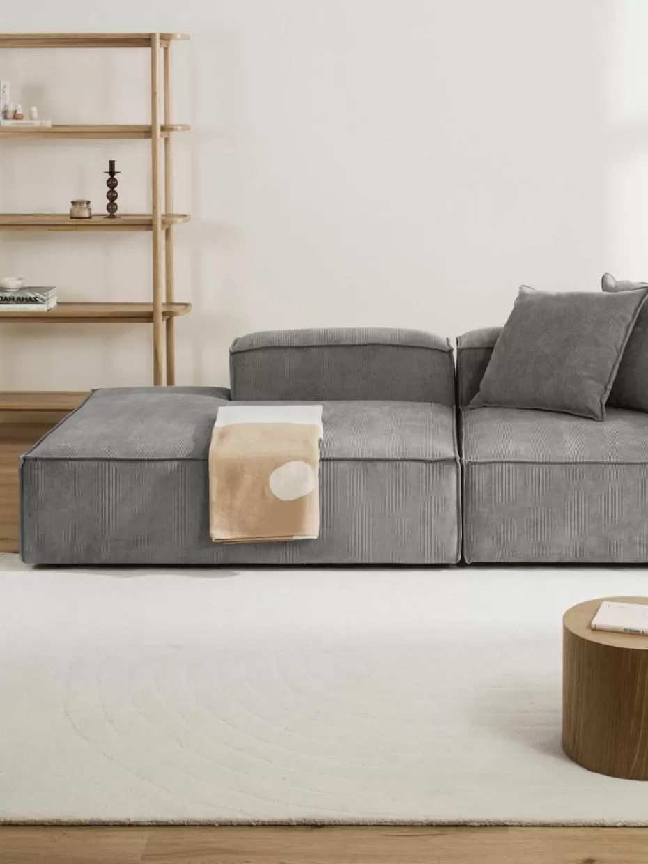 Sofas | Sofaserien-Westwing Collection Ottomane-Modul Lennon aus Cord Cord Grau