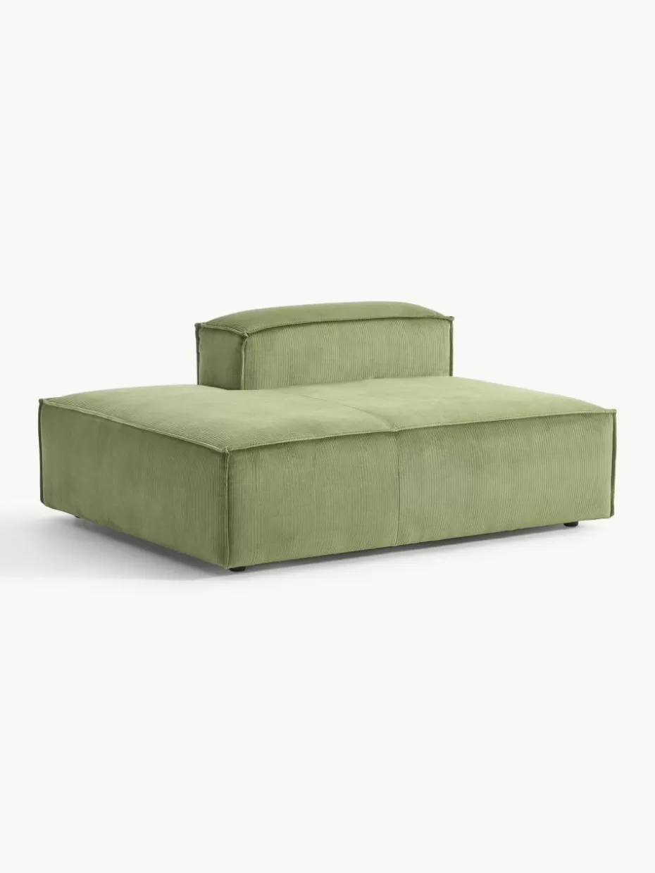 Sofas | Sofaserien-Westwing Collection Ottomane-Modul Lennon aus Cord Cord Dunkelgrün