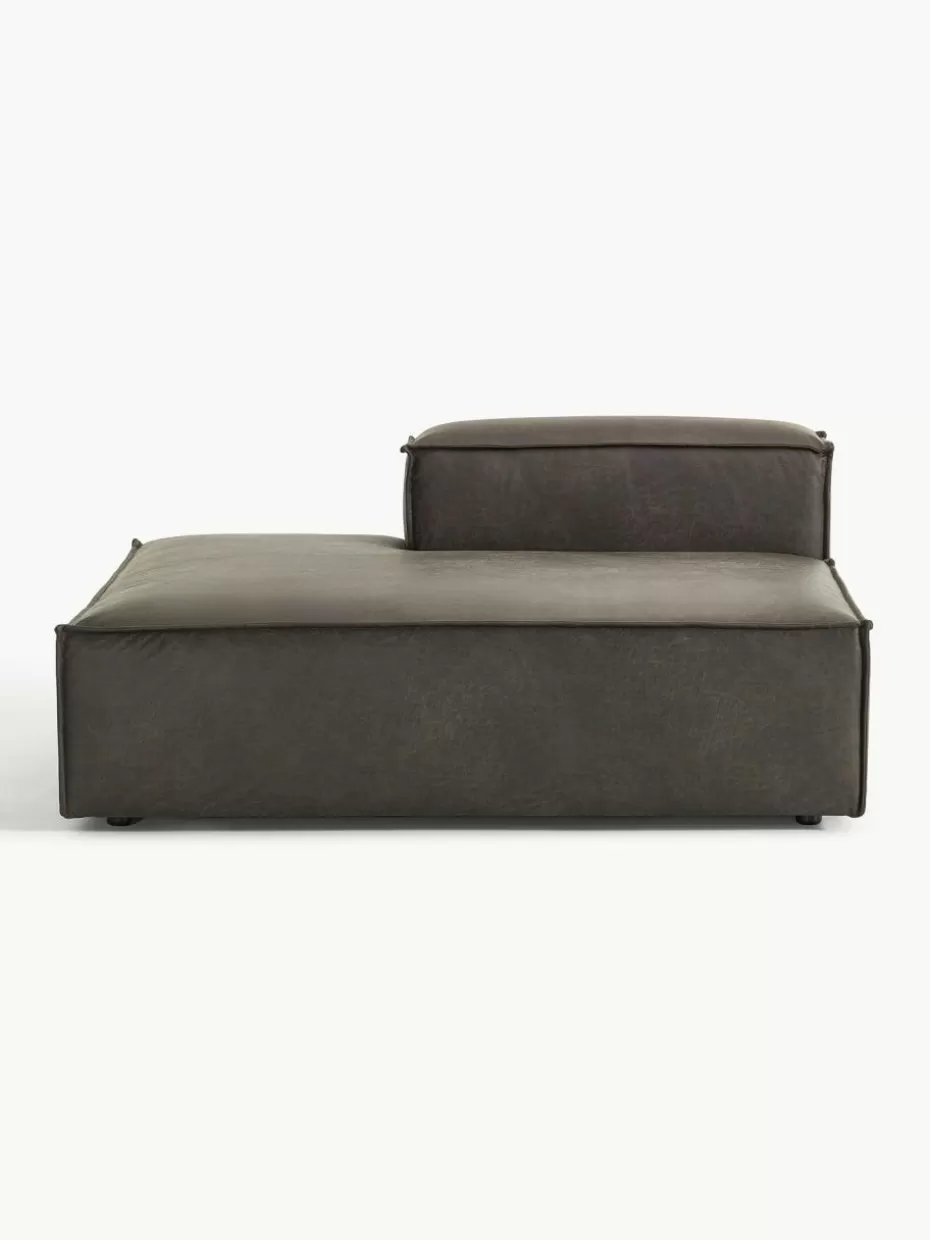 Sofas | Sofaserien-Westwing Collection Ottomane-Modul Lennon aus recyceltem Leder Leder Taupe