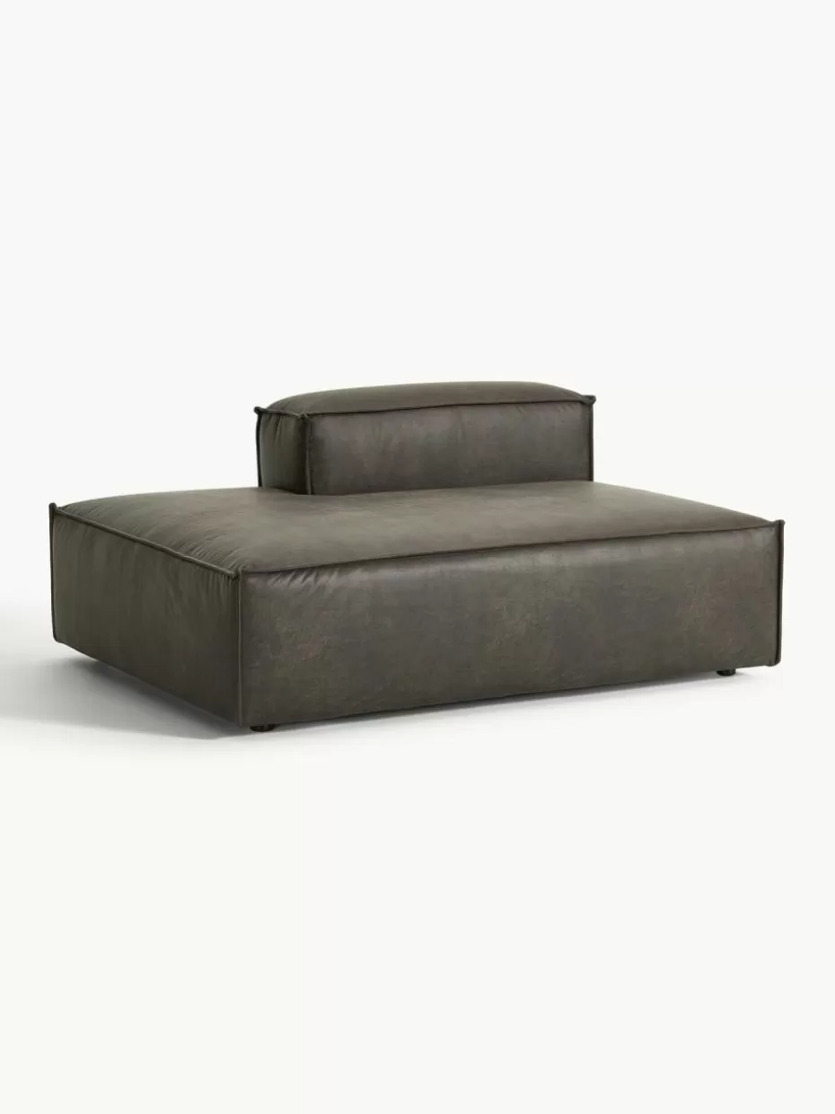 Sofas | Sofaserien-Westwing Collection Ottomane-Modul Lennon aus recyceltem Leder Leder Taupe