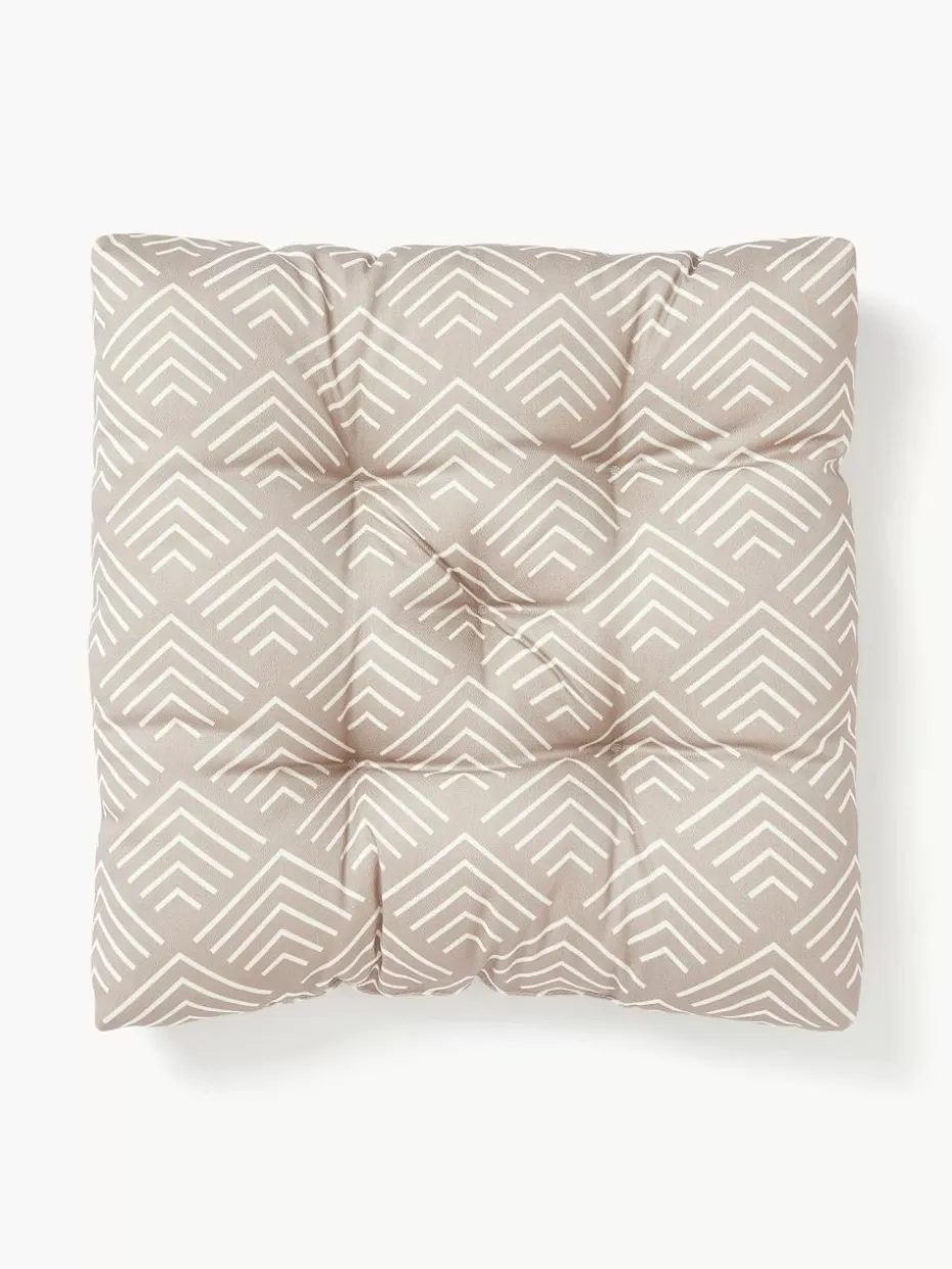 Sitzkissen & Auflagen-Westwing Collection Outdoor-Sitzkissen Milano mit grafischem Muster Beige, Weiß