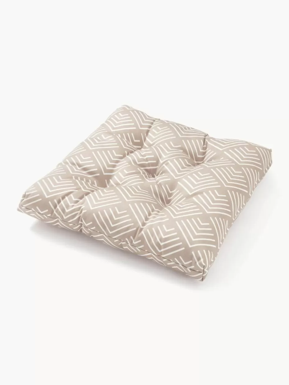 Sitzkissen & Auflagen-Westwing Collection Outdoor-Sitzkissen Milano mit grafischem Muster Beige, Weiß
