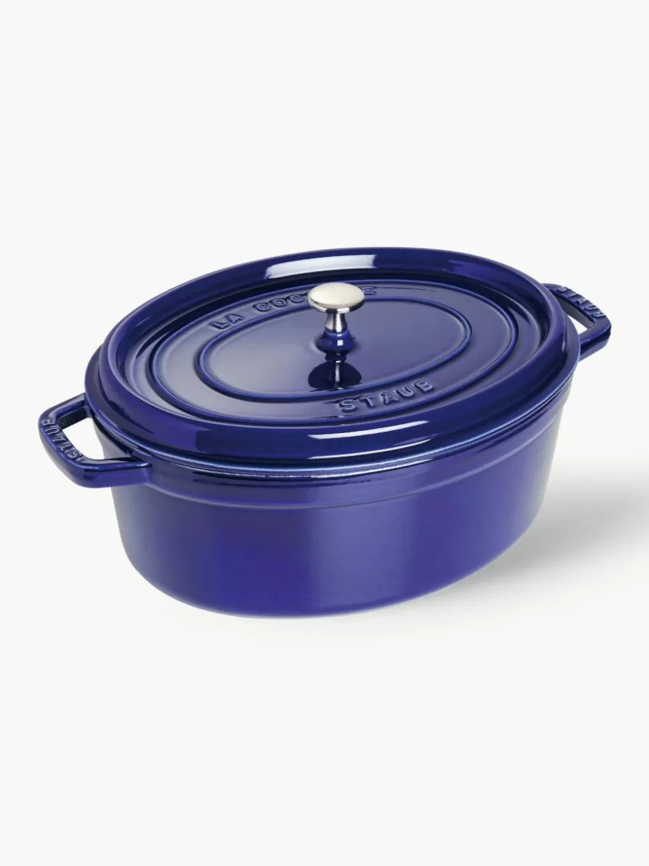 Töpfe-Staub Ovaler Bräter La Cocotte aus Gusseisen Royalblau, Silberfarben