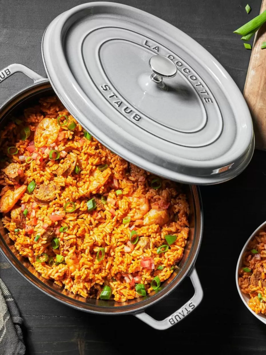 Töpfe-Staub Ovaler Bräter La Cocotte aus Gusseisen Greige, Silberfarben