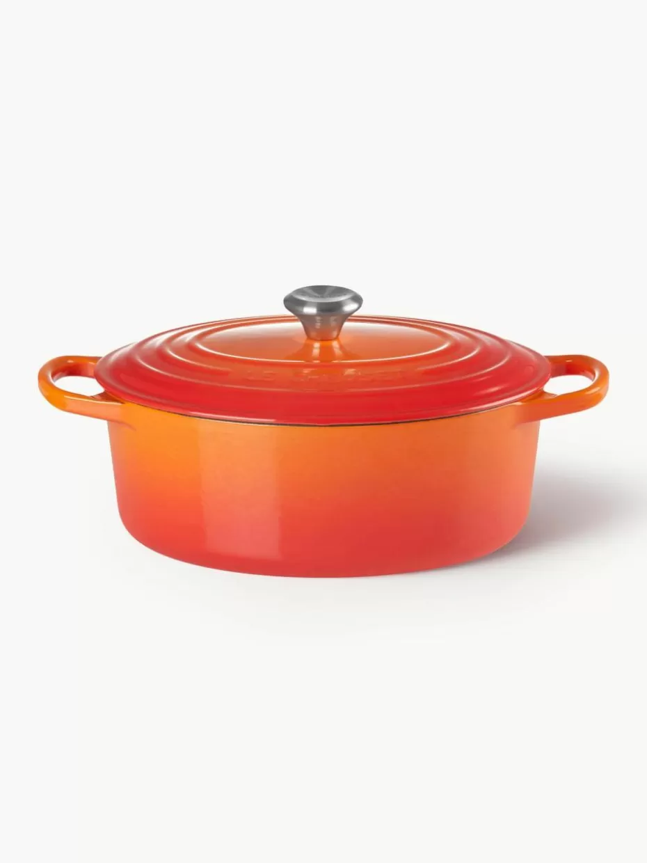 Töpfe-Le Creuset Ovaler Bräter Signature Collection aus Gusseisen Orangetöne, Silberfarben