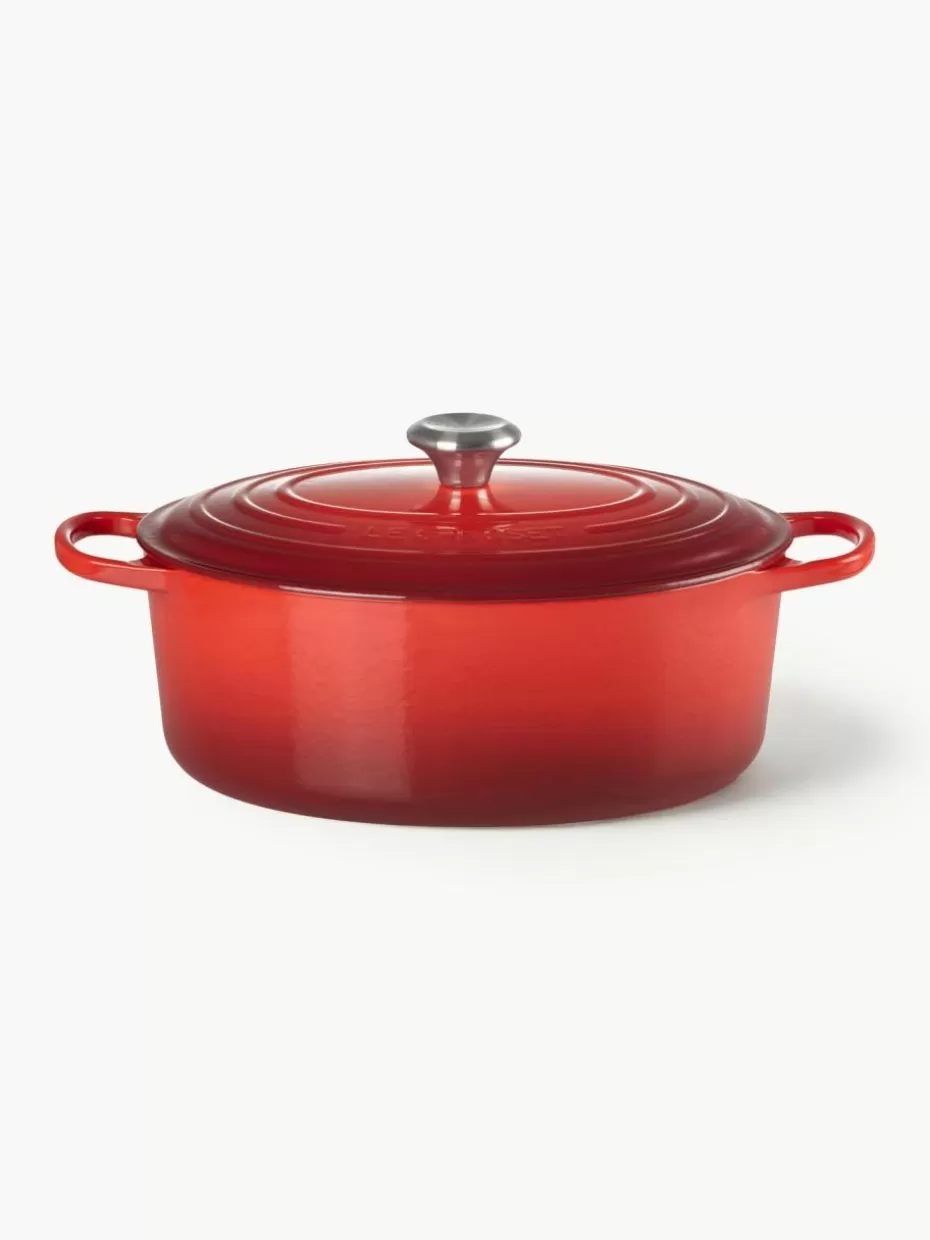 Töpfe-Le Creuset Ovaler Bräter Signature Collection aus Gusseisen Rottöne, Silberfarben