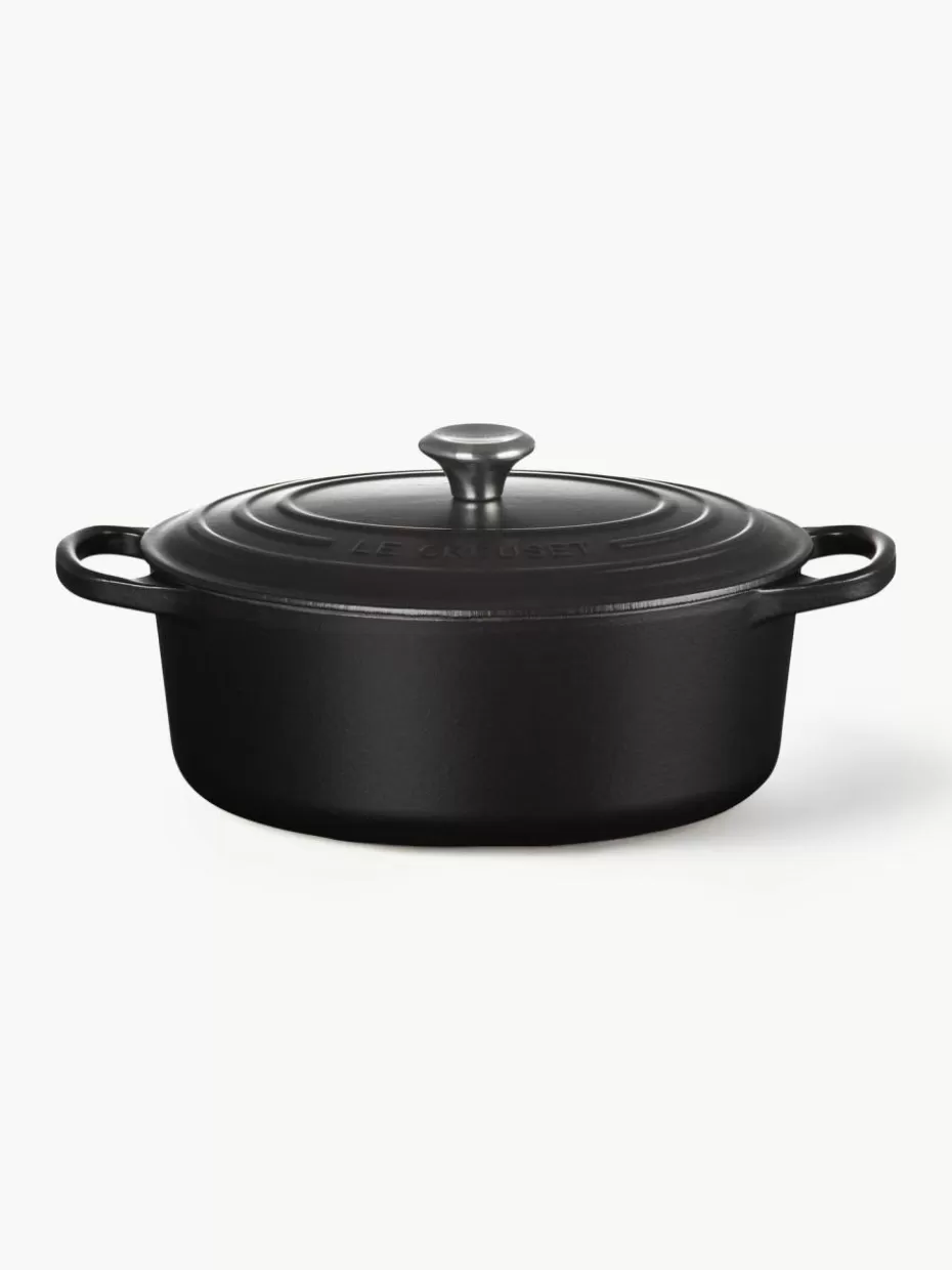 Töpfe-Le Creuset Ovaler Bräter Signature Collection aus Gusseisen Schwarz, Silberfarben
