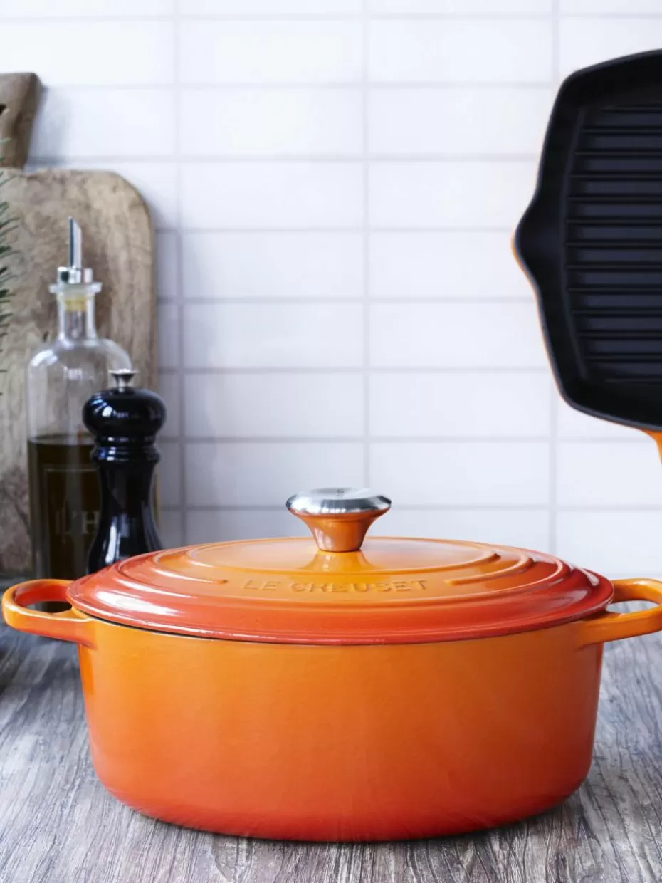Töpfe-Le Creuset Ovaler Bräter Signature Collection aus Gusseisen Orangetöne, Silberfarben