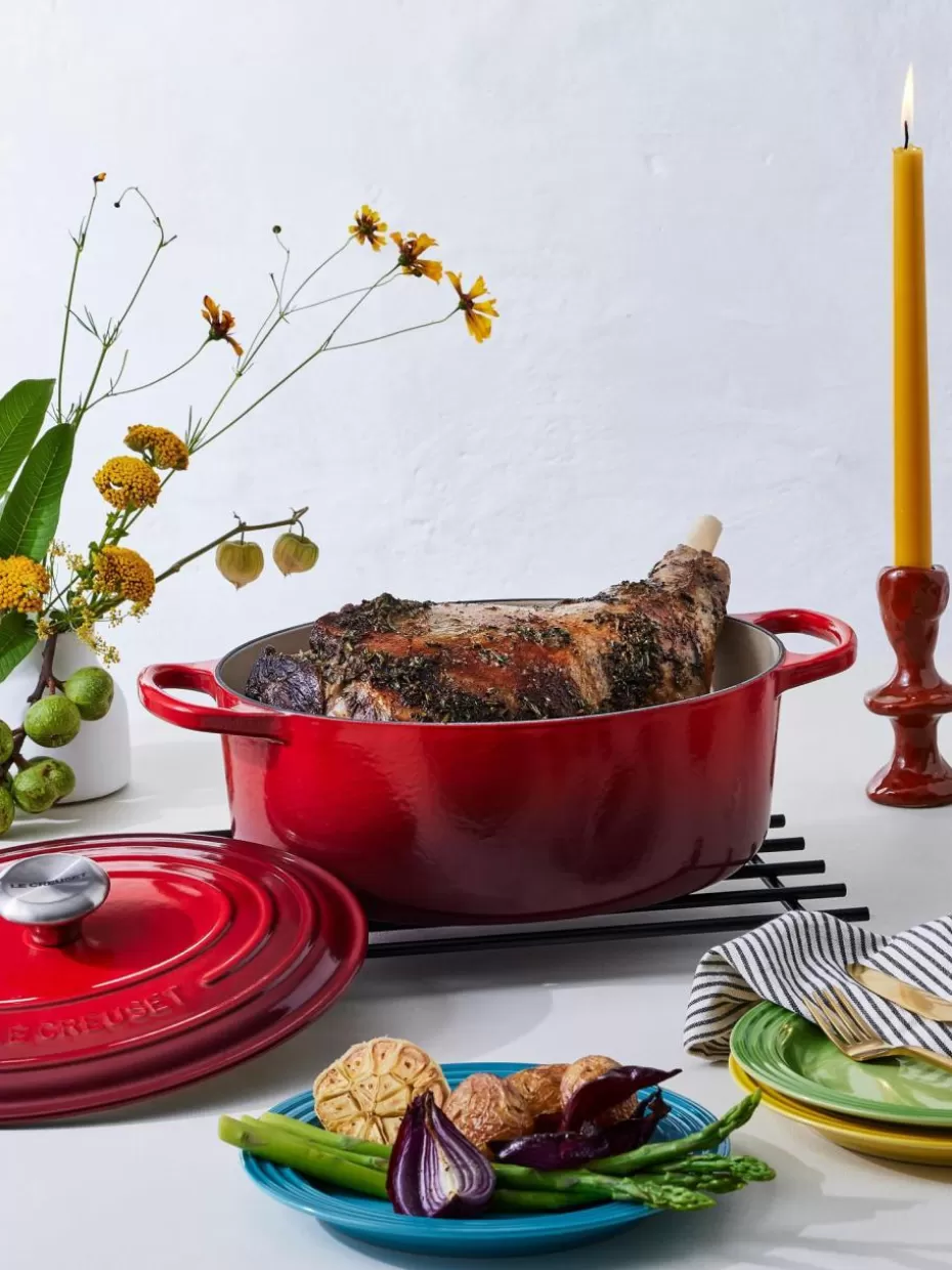 Töpfe-Le Creuset Ovaler Bräter Signature Collection aus Gusseisen Rottöne, Silberfarben