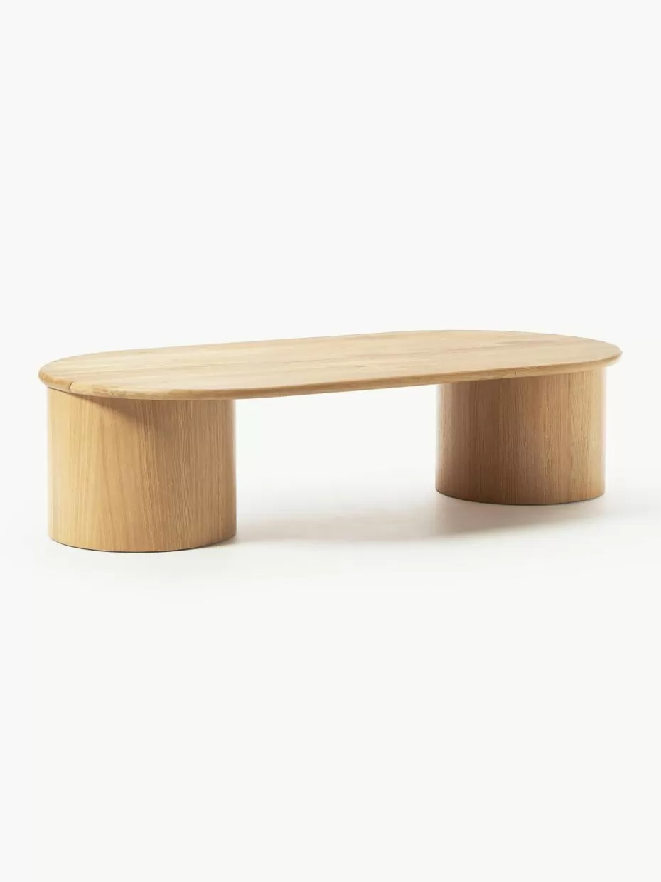 Couchtische-Westwing Collection Ovaler Couchtisch Didi aus Eichenholz Eichenholz, geölt