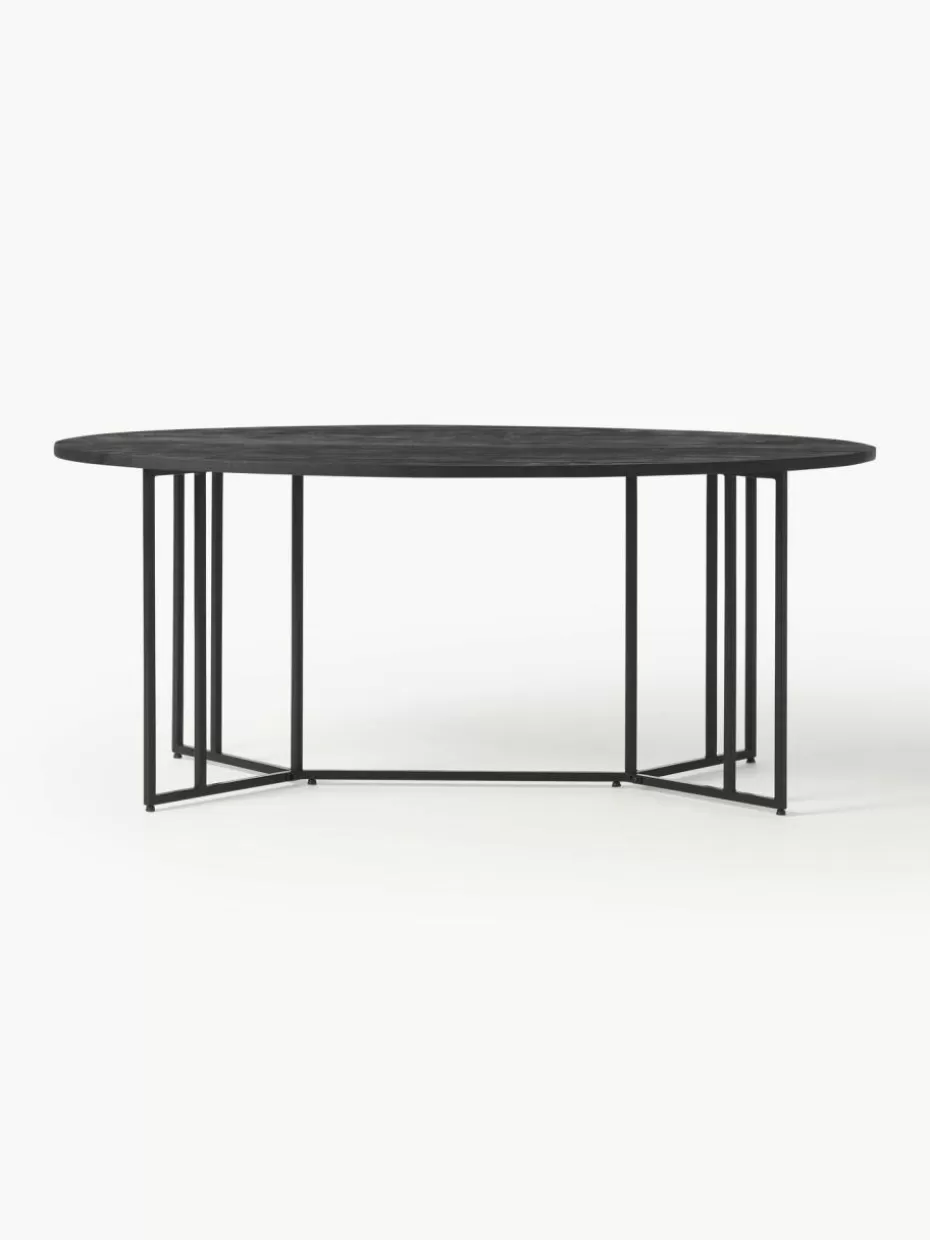 Esstische-Westwing Collection Ovaler Esstisch Luca aus Mangoholz, in verschiedenen Größen Mangoholz schwarz lackiert, Schwarz