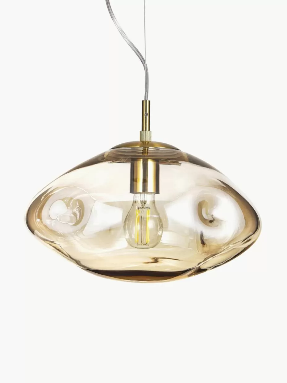 Pendelleuchten-Westwing Collection Pendelleuchte Amora aus Glas Beige, Goldfarben