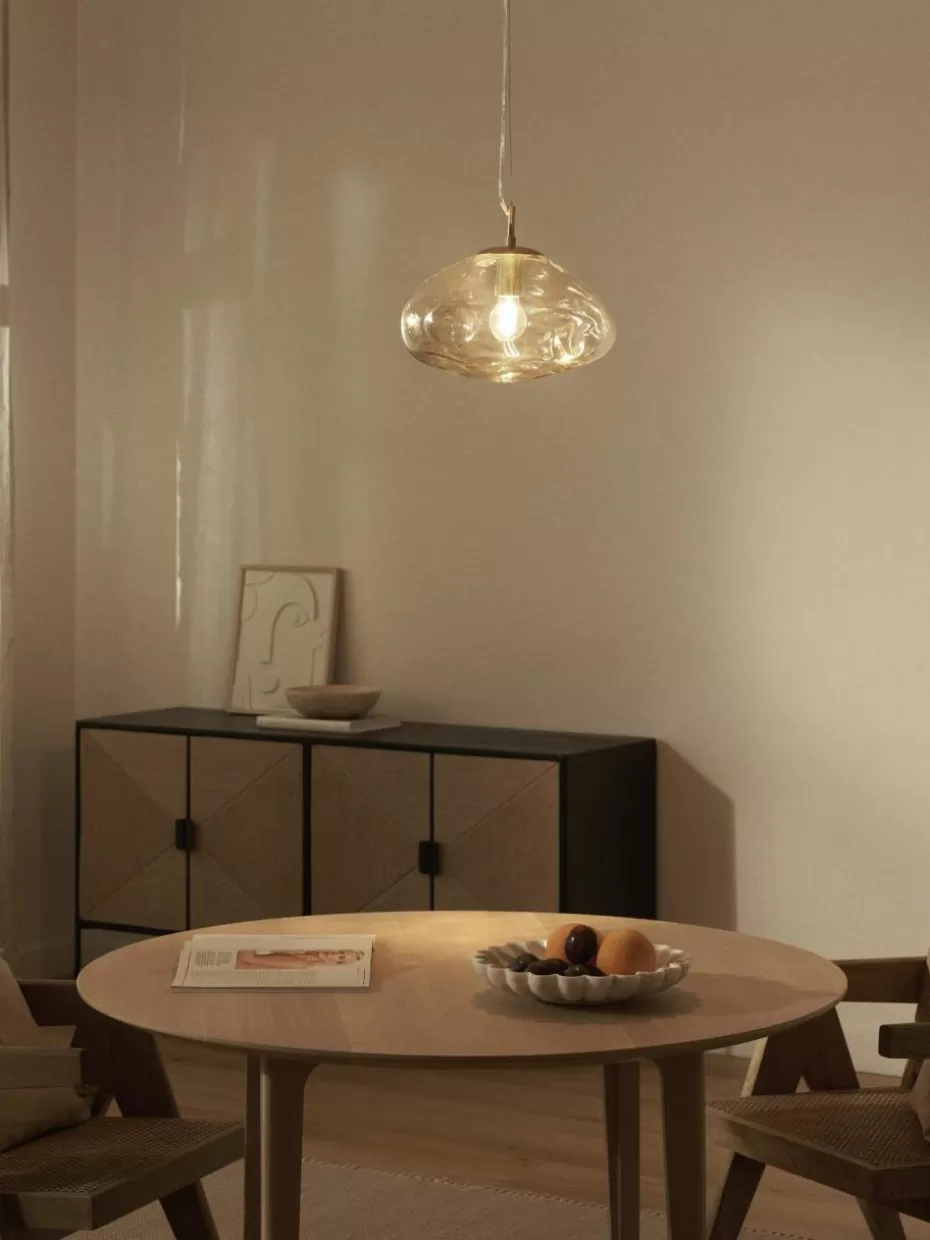 Pendelleuchten-Westwing Collection Pendelleuchte Amora aus Glas Beige, Goldfarben