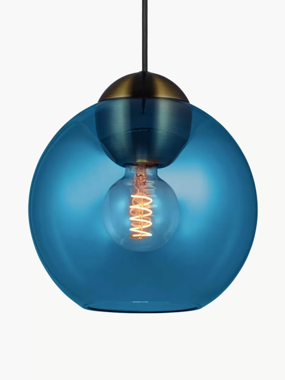 Pendelleuchten-Halo Design Pendelleuchte Bubbles aus Glas, in verschiedenen Größen Blau, Goldfarben mit Antik-Finish