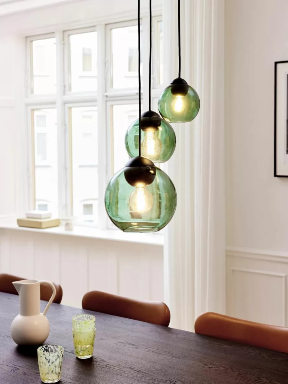 Pendelleuchten-Halo Design Pendelleuchte Bubbles aus Glas, in verschiedenen Größen Salbeigrün, Schwarz