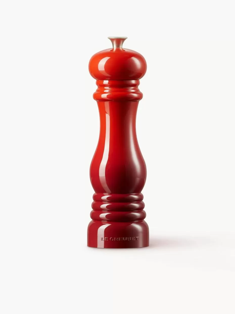 Gewürzmühlen-Le Creuset Pfeffermüh mit Keramikmahlwerk Rottöne glänzend, Silberfarben
