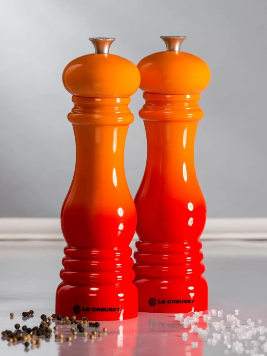 Gewürzmühlen-Le Creuset Pfeffermüh mit Keramikmahlwerk Orangetöne glänzend, Silberfarben
