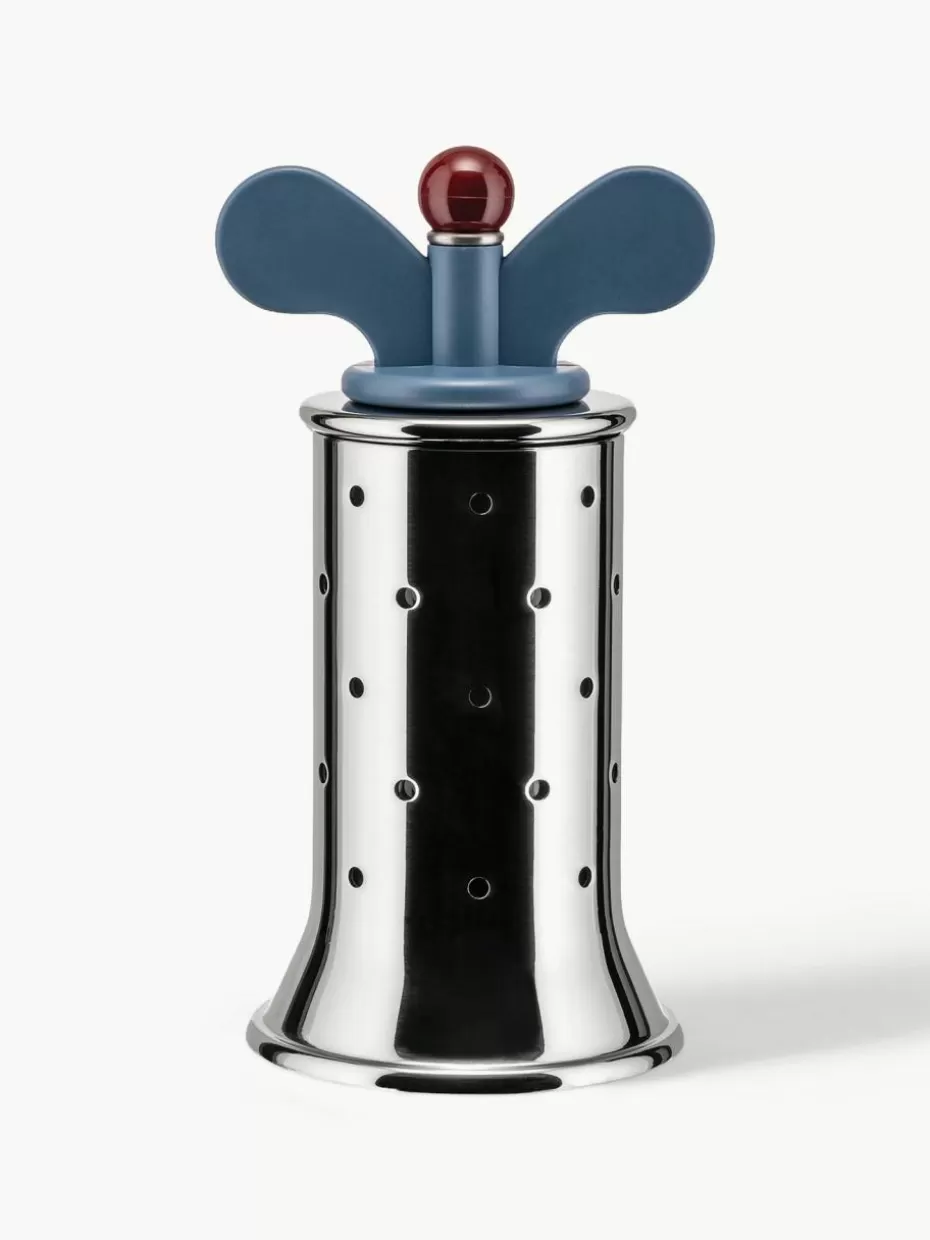 Gewürzmühlen-Alessi Pfeffermühle Happy Graublau, Silberfarben