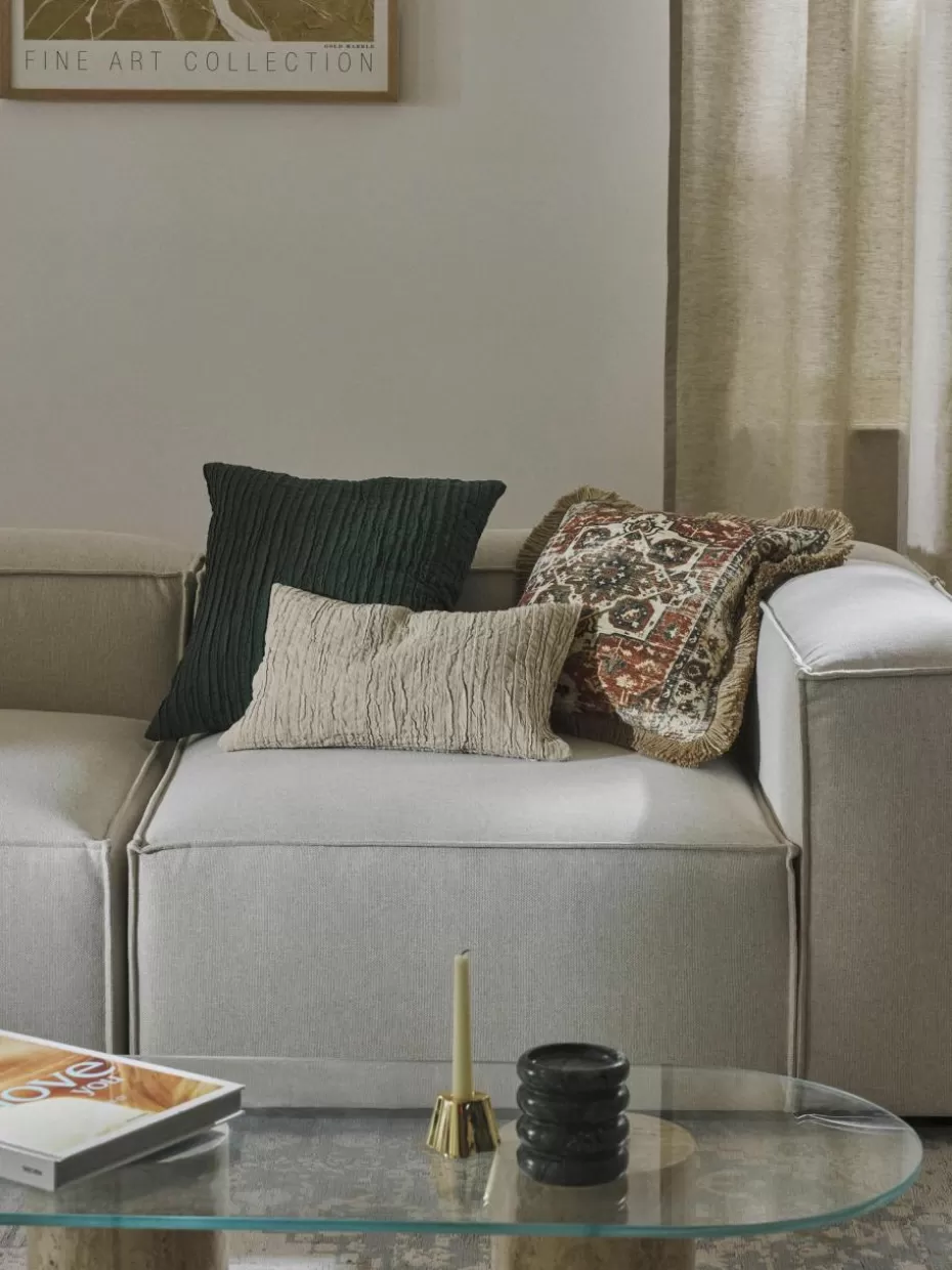 Dekokissen-Westwing Collection Plissierte Baumwoll-Kissenhülle Artemis Beige