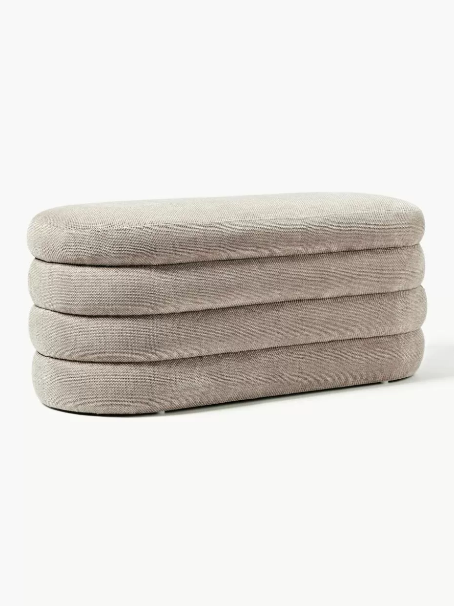 Flur Sitzbänke | Bettbänke-Westwing Collection Polsterbank Alto mit Stauraum Webstoff Taupe