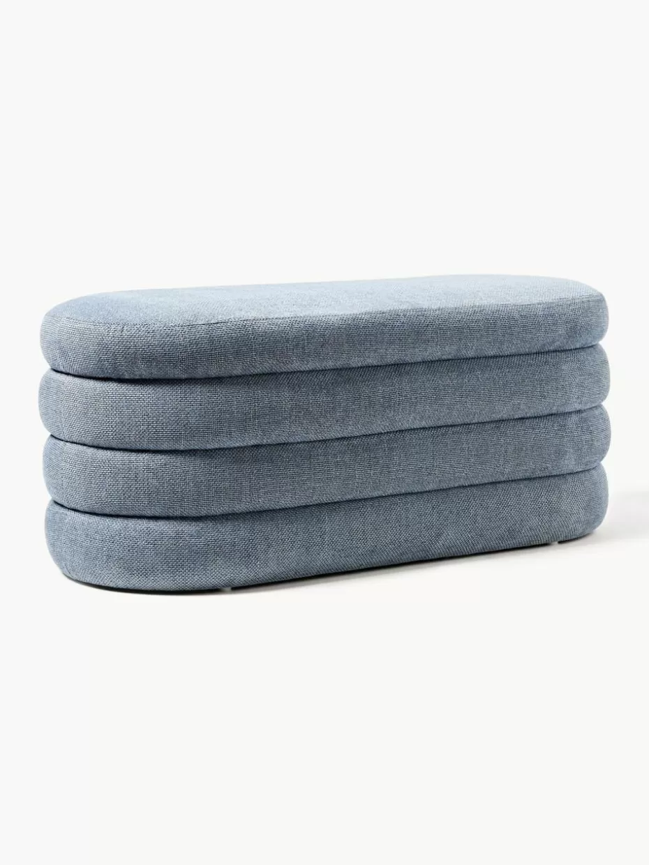 Flur Sitzbänke | Bettbänke-Westwing Collection Polsterbank Alto mit Stauraum Webstoff Graublau
