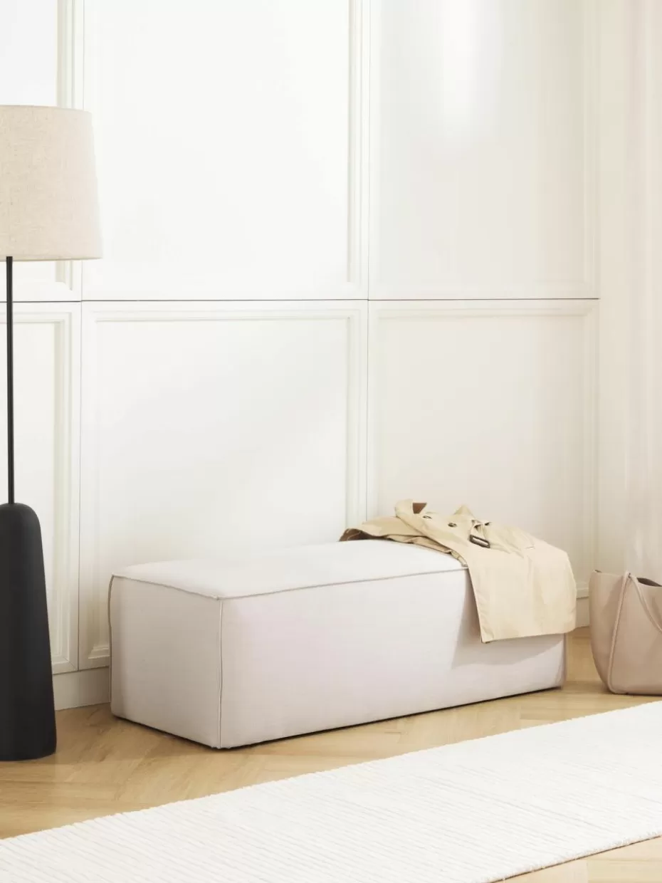 Flur Sitzbänke | Bettbänke-Westwing Collection Polsterbank Sanja Webstoff Cremeweiß