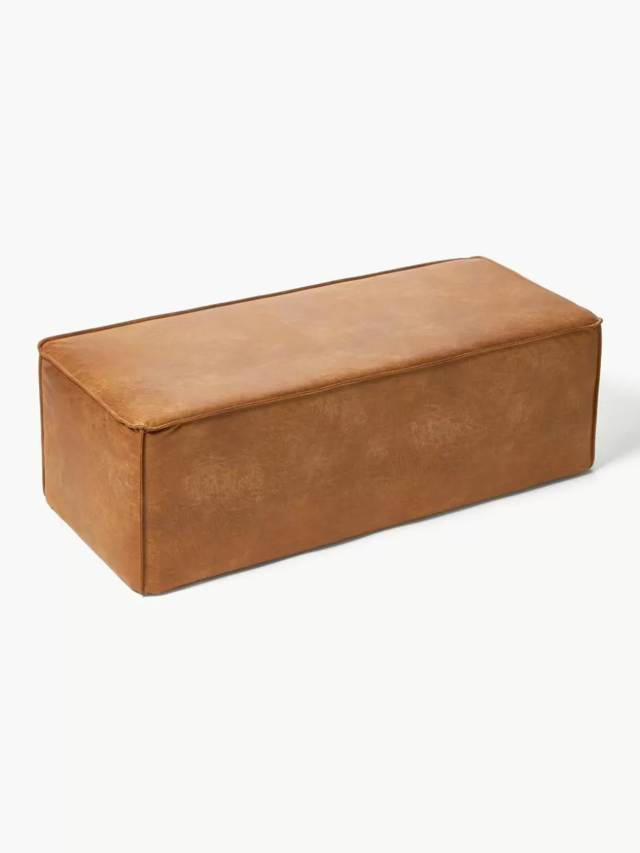 Flur Sitzbänke-Westwing Collection Polsterbank Sanja aus recyceltem Leder Leder Braun