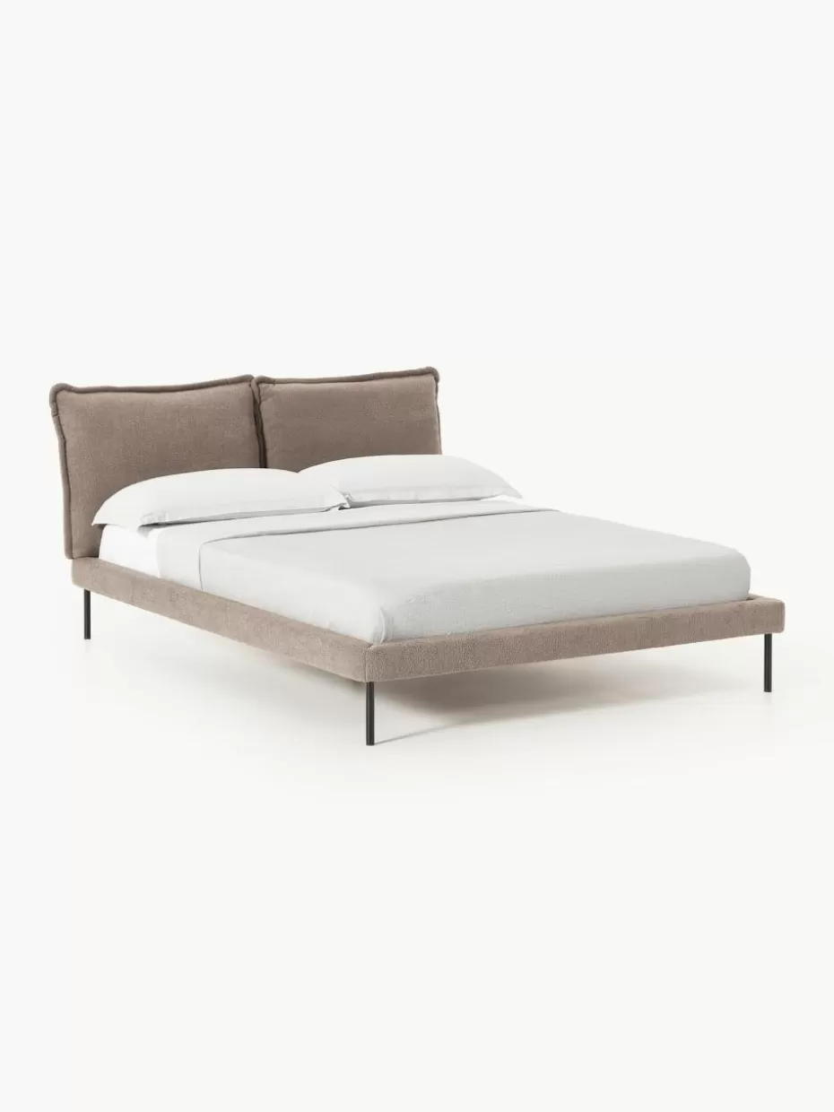 Betten-Westwing Collection Polsterbett Amelia aus Teddy-Bouclé Teddy-Bouclé Taupe