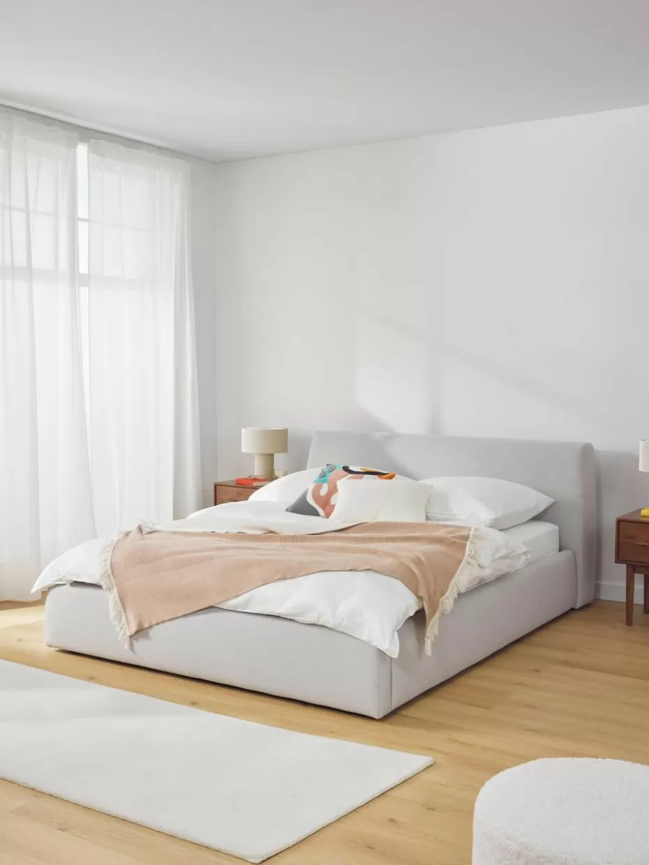 Betten-Westwing Collection Polsterbett Cloud mit Stauraum Webstoff Hellgrau
