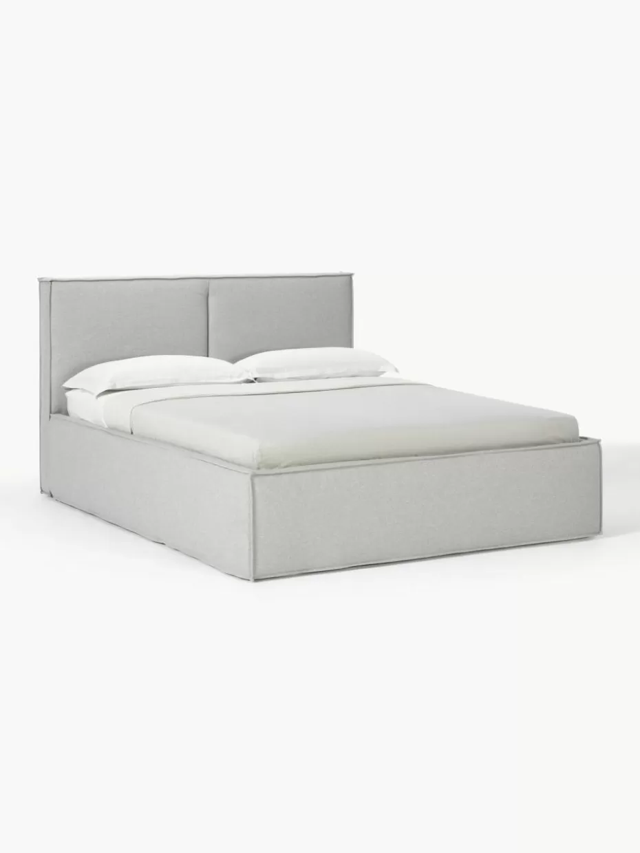 Betten-Westwing Collection Polsterbett Dream mit Stauraum Webstoff Hellgrau