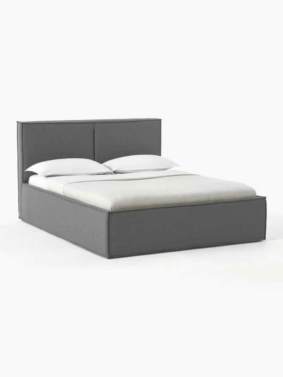 Betten-Westwing Collection Polsterbett Dream mit Stauraum Webstoff Dunkelgrau