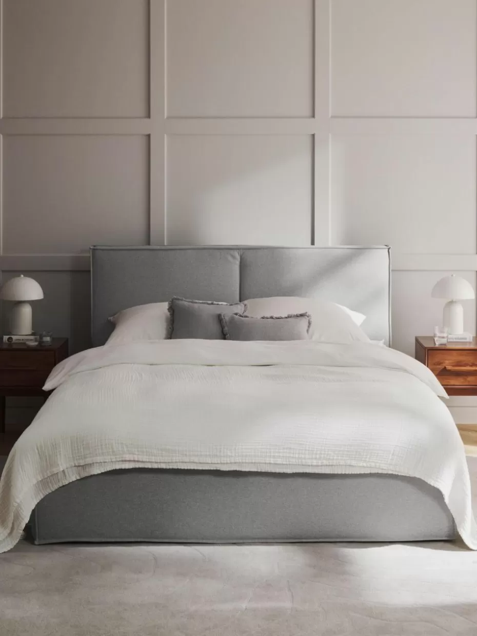 Betten-Westwing Collection Polsterbett Dream mit Stauraum Webstoff Hellgrau