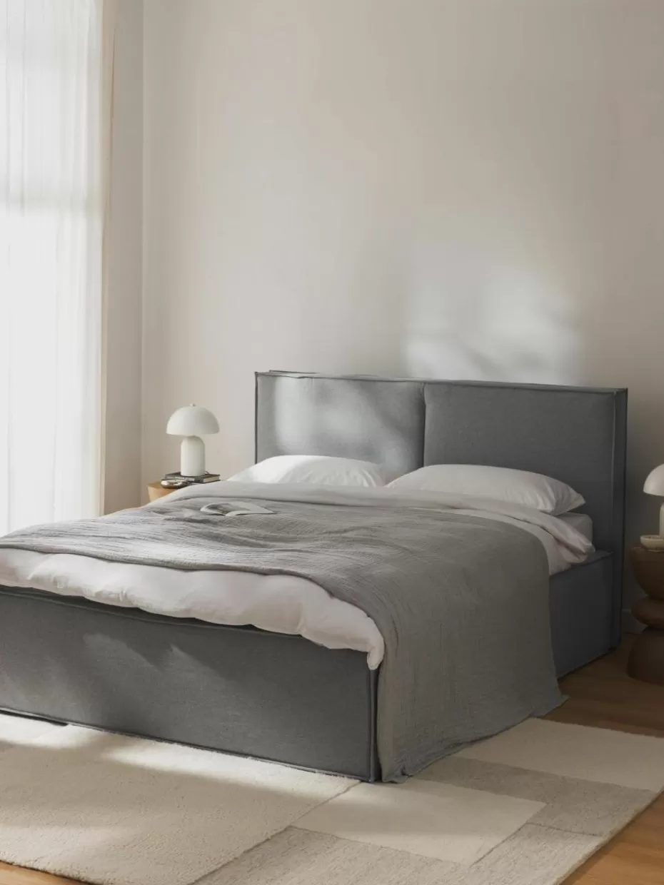 Betten-Westwing Collection Polsterbett Dream mit Stauraum Webstoff Dunkelgrau