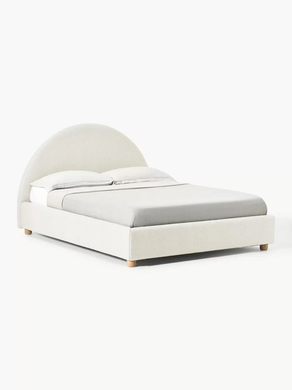Betten-Westwing Collection Polsterbett Ebba mit Stauraum Webstoff Hellbeige