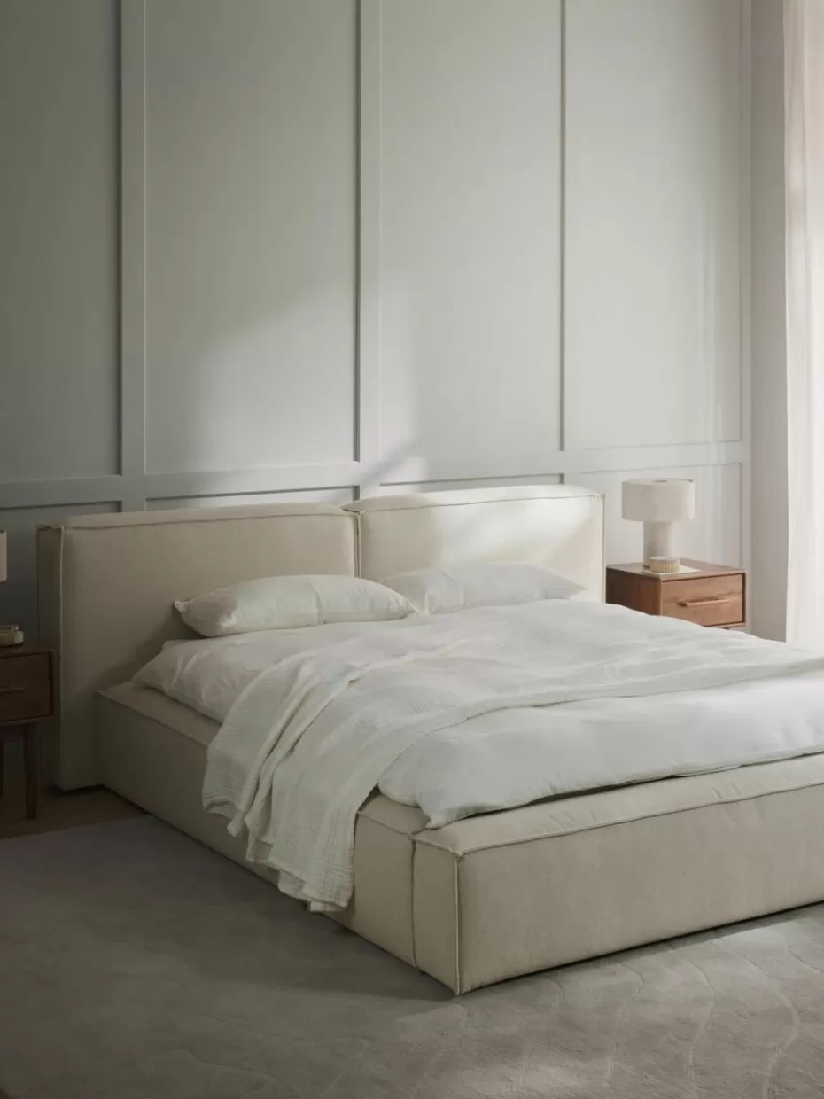 Betten-Westwing Collection Polsterbett Lennon Webstoff Off White