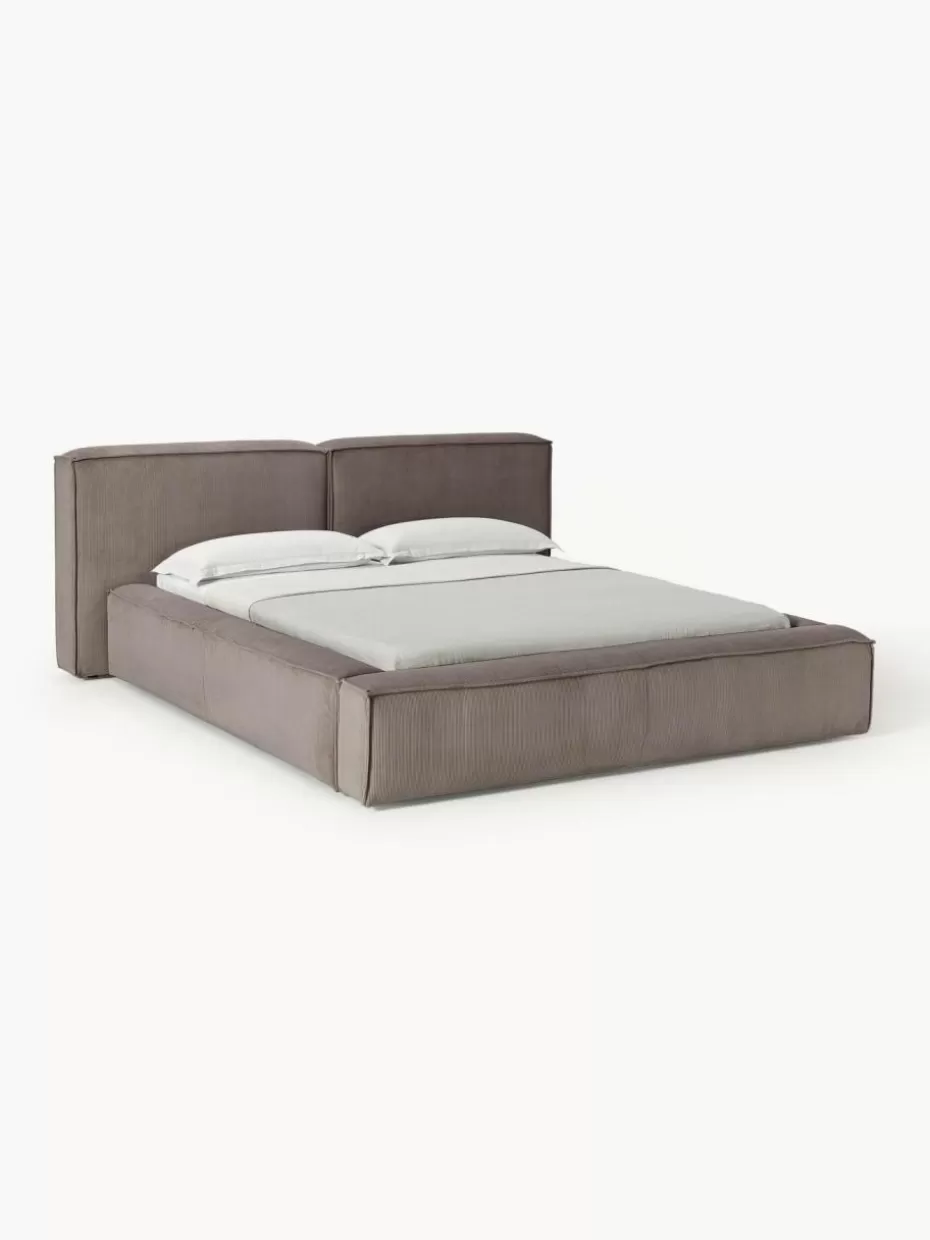 Betten-Westwing Collection Polsterbett Lennon aus Cord mit Stauraum Cord Taupe