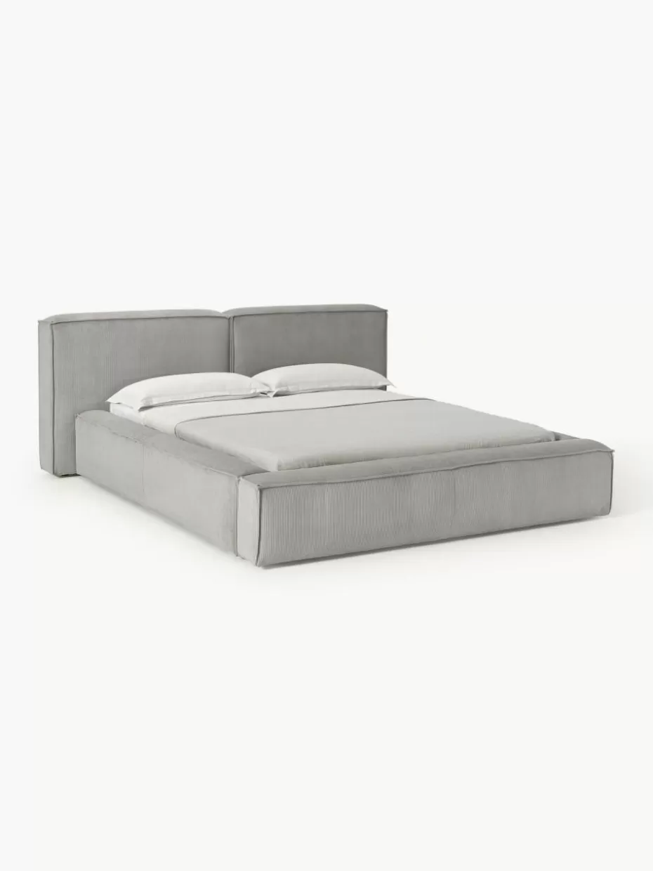Betten-Westwing Collection Polsterbett Lennon aus Cord mit Stauraum Cord Grau