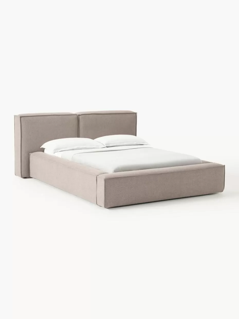 Betten-Westwing Collection Polsterbett Lennon mit Stauraum Webstoff Taupe