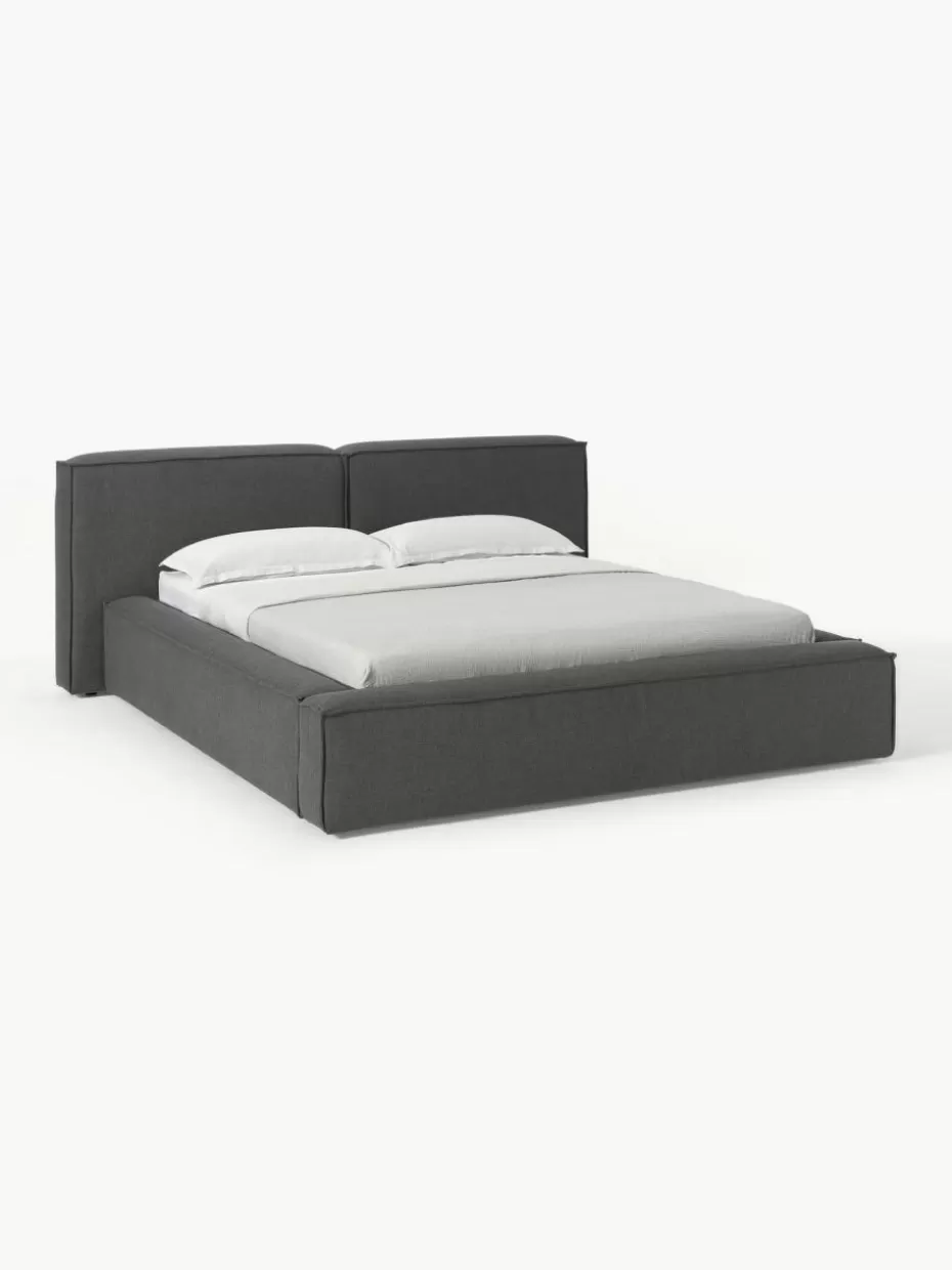 Betten-Westwing Collection Polsterbett Lennon mit Stauraum Webstoff Anthrazit