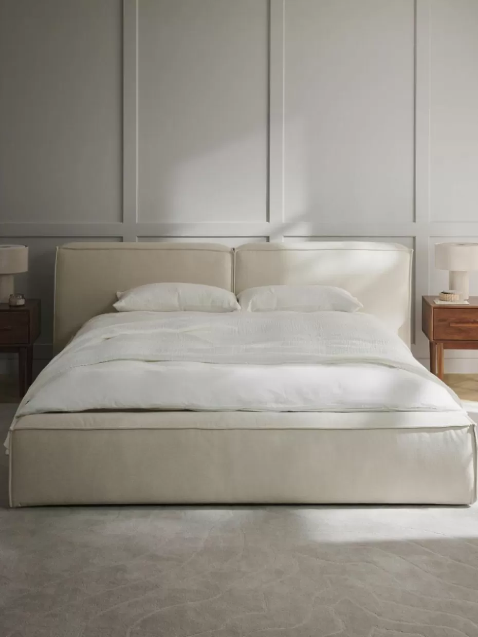 Betten-Westwing Collection Polsterbett Lennon mit Stauraum Webstoff Off White