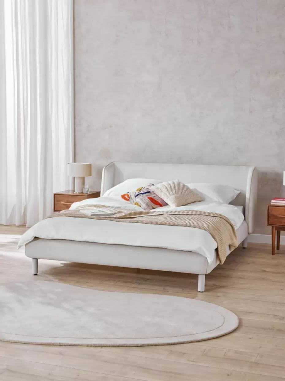 Betten-Westwing Collection Polsterbett Luma mit Kopfteil Webstoff Hellbeige