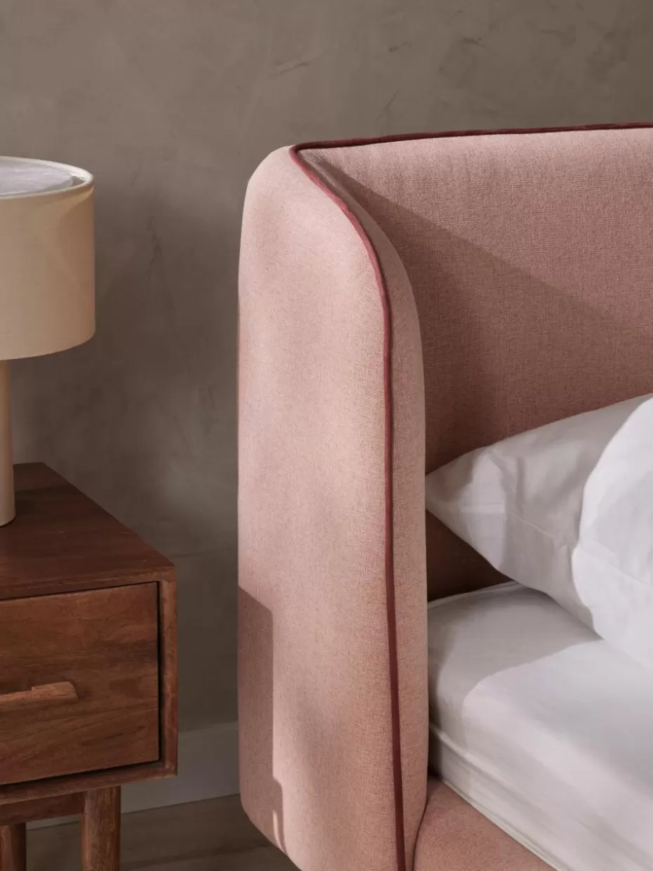 Betten-Westwing Collection Polsterbett Luma mit Kopfteil Webstoff Altrosa