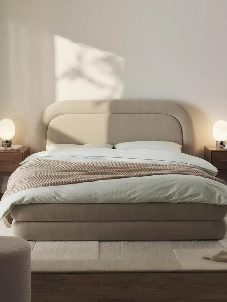 Betten-Westwing Collection Polsterbett Solomon Webstoff Hellbeige