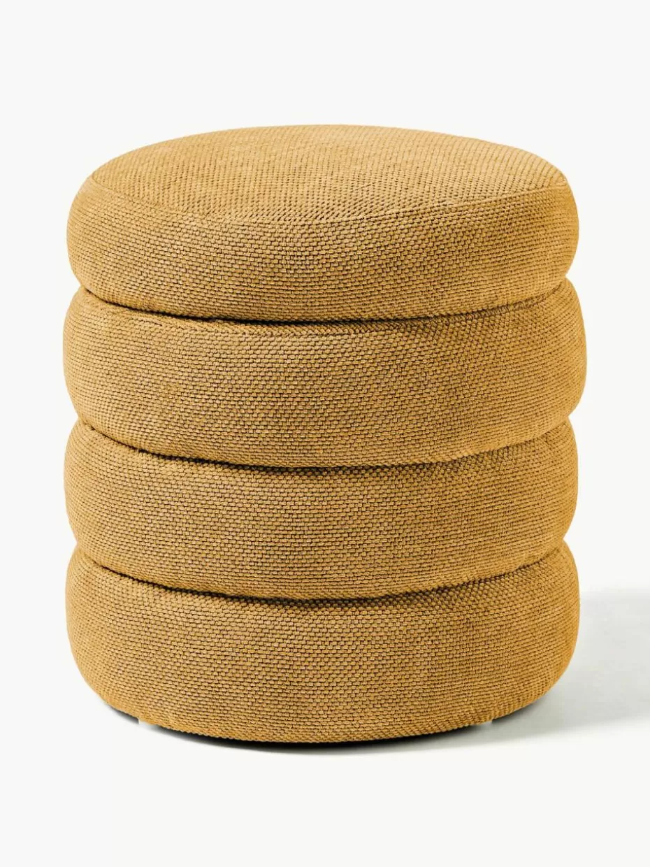 Hocker-Westwing Collection Polsterhocker Alto mit Stauraum Webstoff Ocker