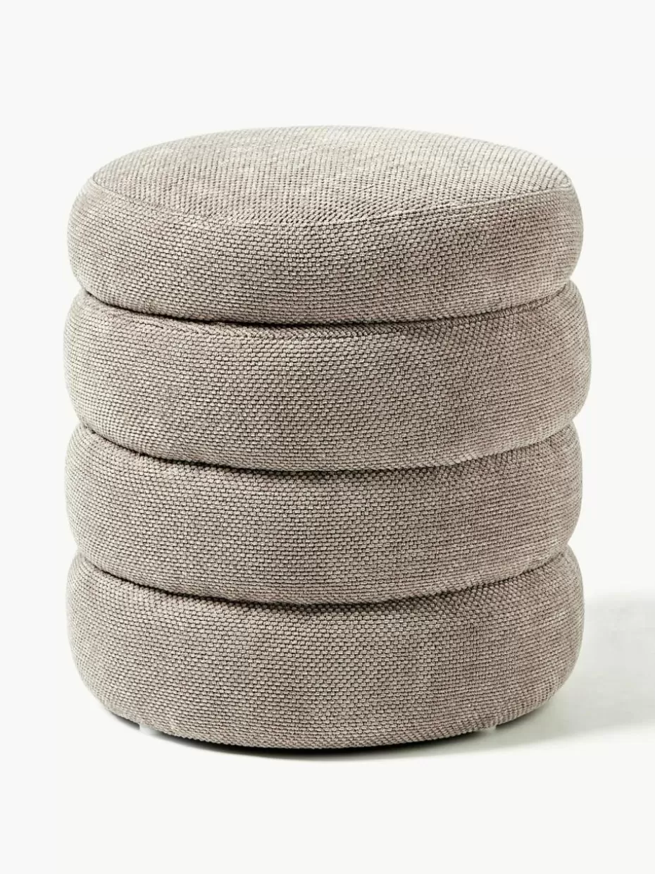 Hocker-Westwing Collection Polsterhocker Alto mit Stauraum Webstoff Taupe