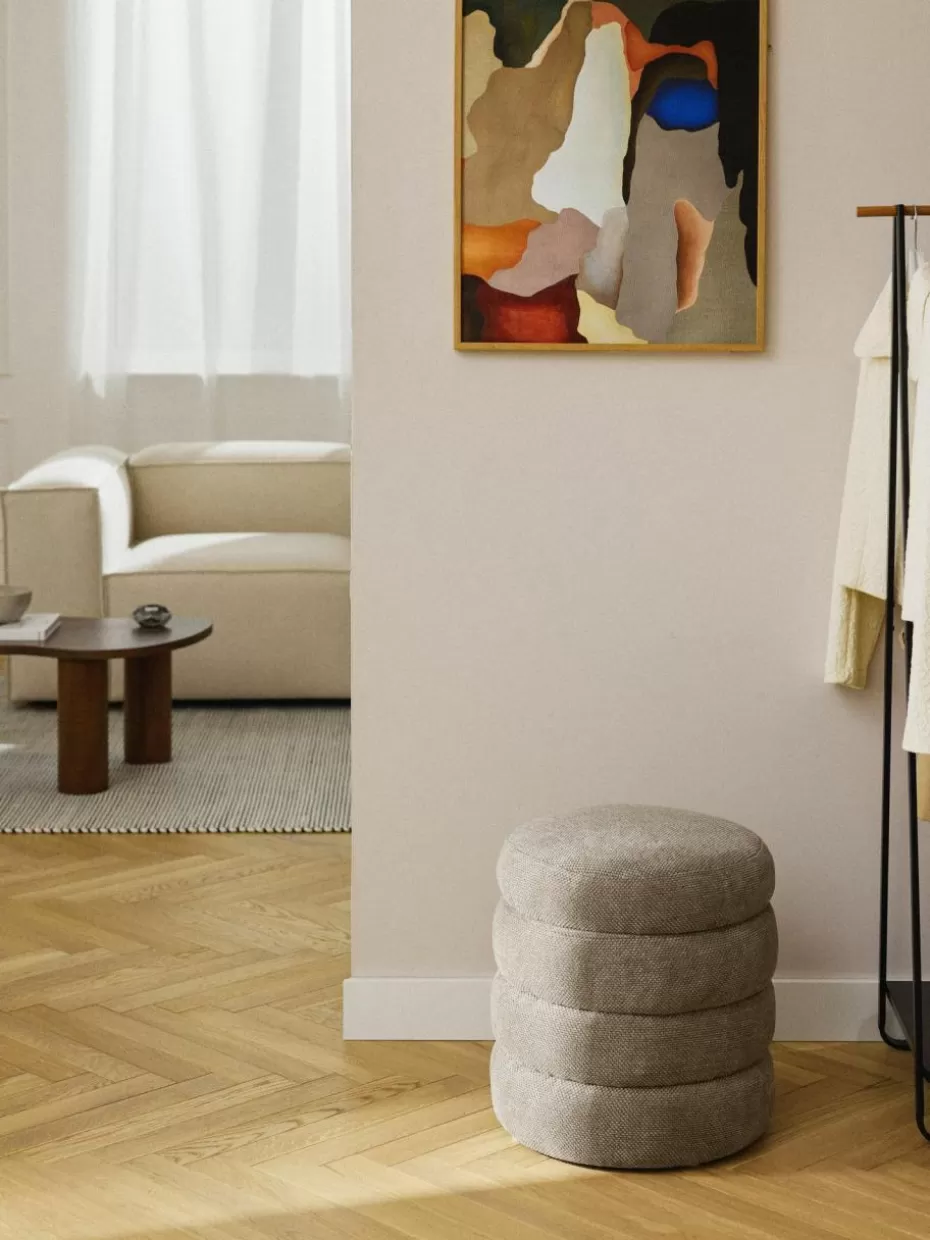 Hocker-Westwing Collection Polsterhocker Alto mit Stauraum Webstoff Taupe