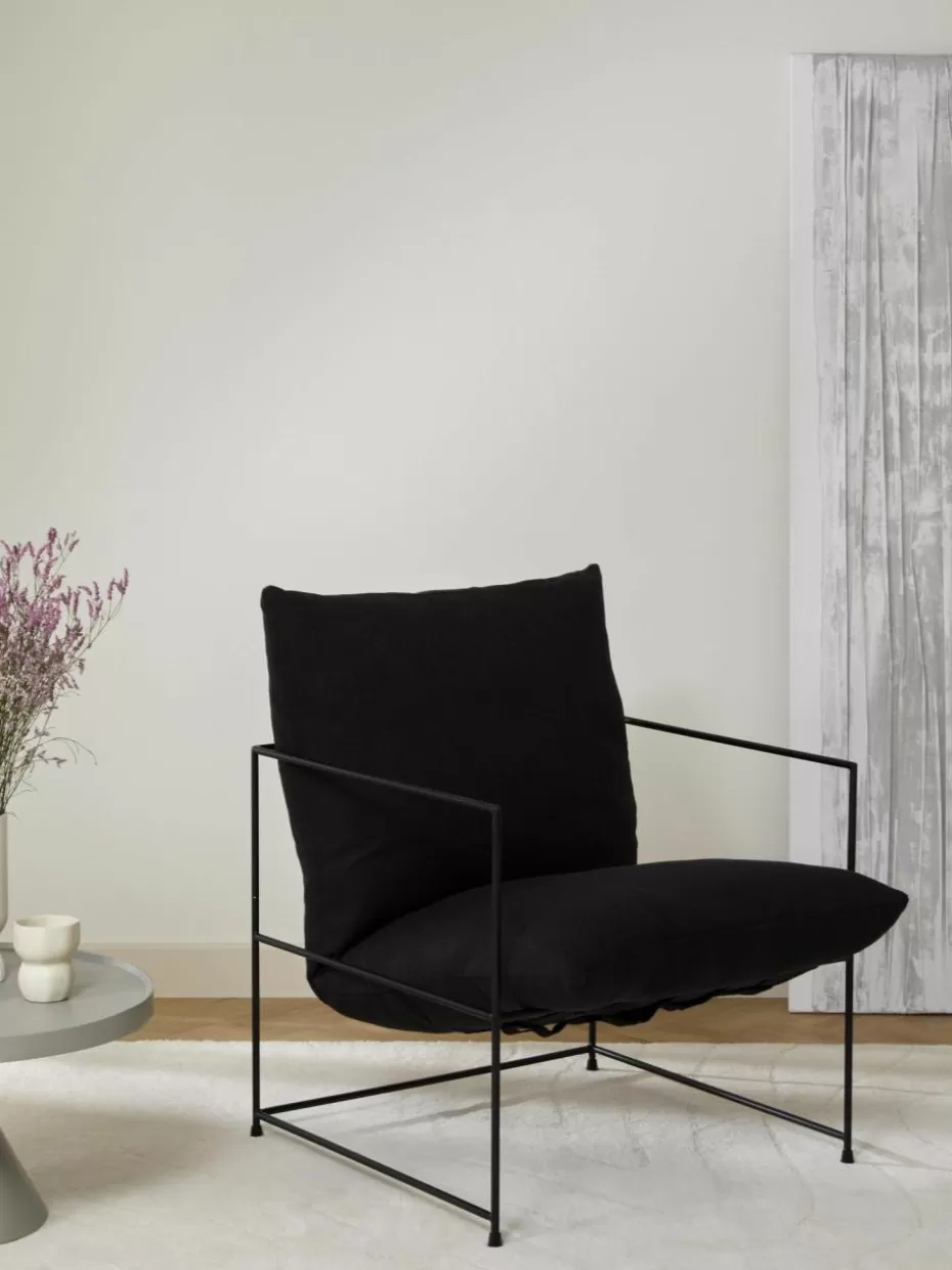 Sessel-Westwing Collection Polstersessel Wayne Webstoff Schwarz