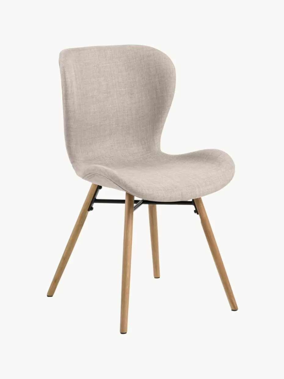 Stühle-Westwing Polsterstühle Batilda, 2 Stück Webstoff Hellbeige, Eichenholz